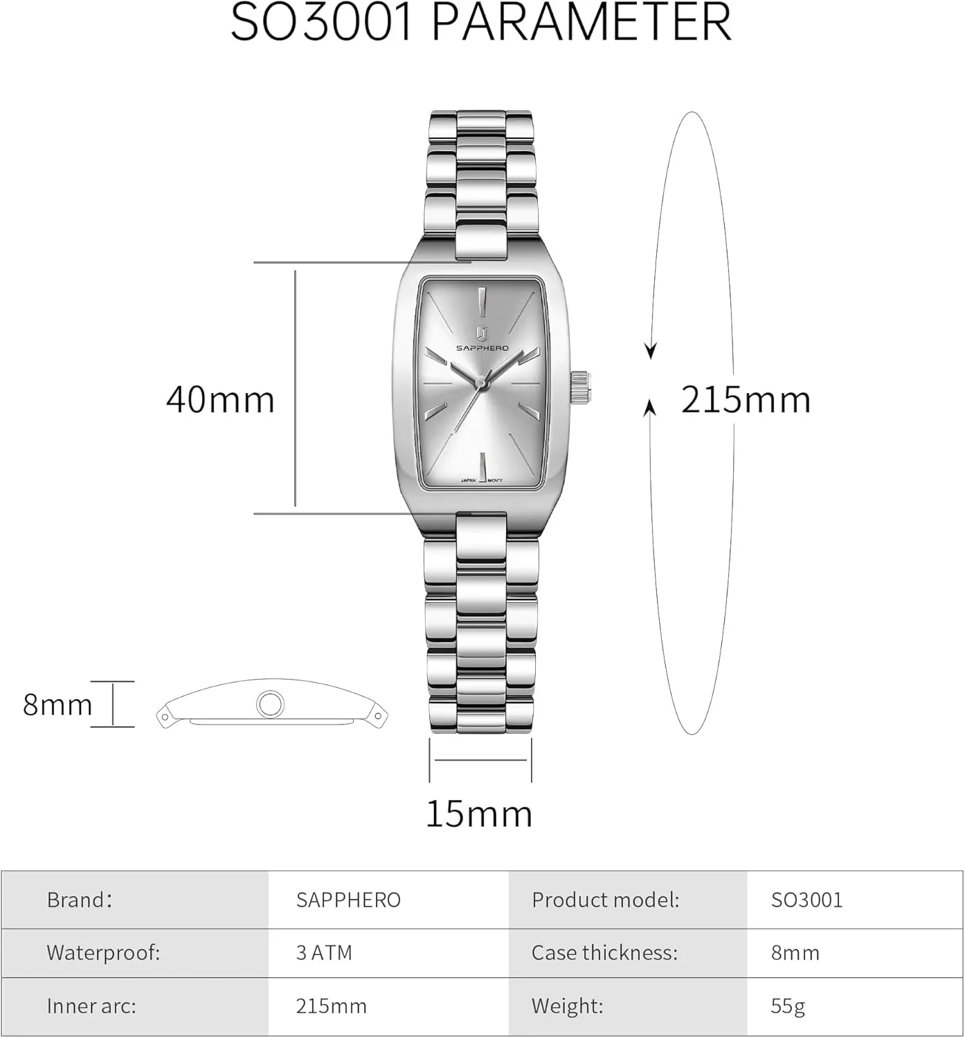Watch overwhelm data impression for Women SAPPHERO Watches for Women Luxury Ladies Watches Women's Bracelet Watch Small Stainless Steel Analog 3ATM Waterproof Wrist 