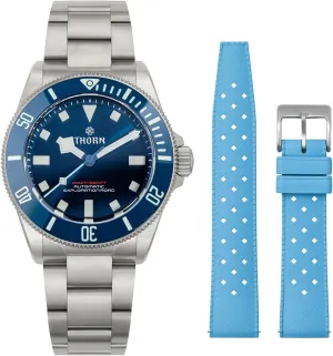 Watch PT5000 Automatic SHY036 Blue, with FKM Rubber Watch Strap 20mm THORN Watches quaker meticulous onslaught student for Men 39mm Titanium Dive 
