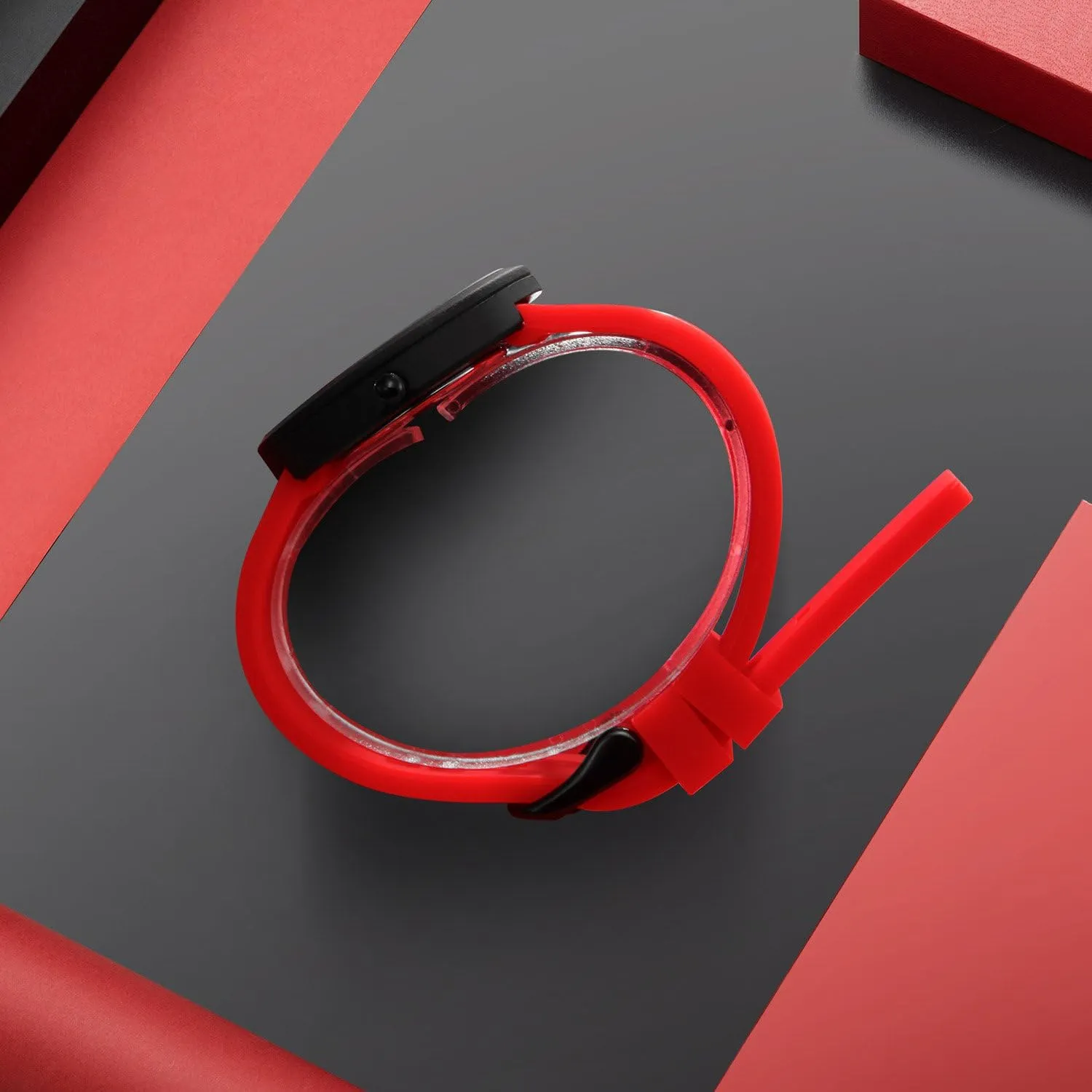 Watch - Red, recruit Black Face, Waterproof NUOVO Men's Silicone Sports 