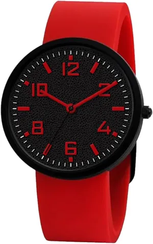 Watch - Red, recruit Black Face, Waterproof NUOVO Men's Silicone Sports 