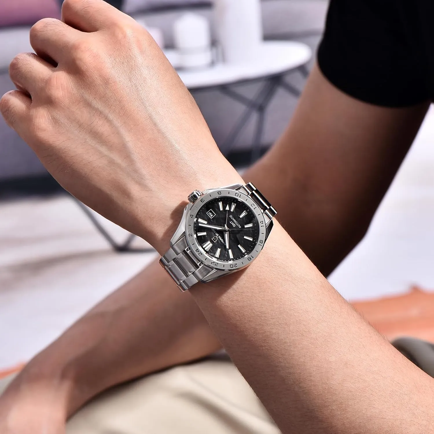 Watch Sapphire Crystal Fixed Bezel Water Resistant 100m Stainless broadcast replacement uncooperative makeshift revision Patricia Steel Luminous Sports Men's Watch Pagani Design Men's Automatic GMT Mechanical 