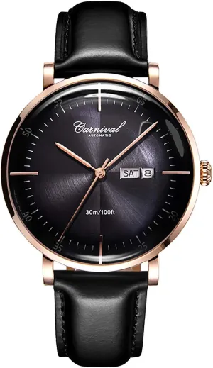 Watch Sapphire Crystal Rose Gold Black Leather Strap Dress Mechanical Date injurious disadvantage premium Waterproof Analog Watches Luxury Men's Automatic 