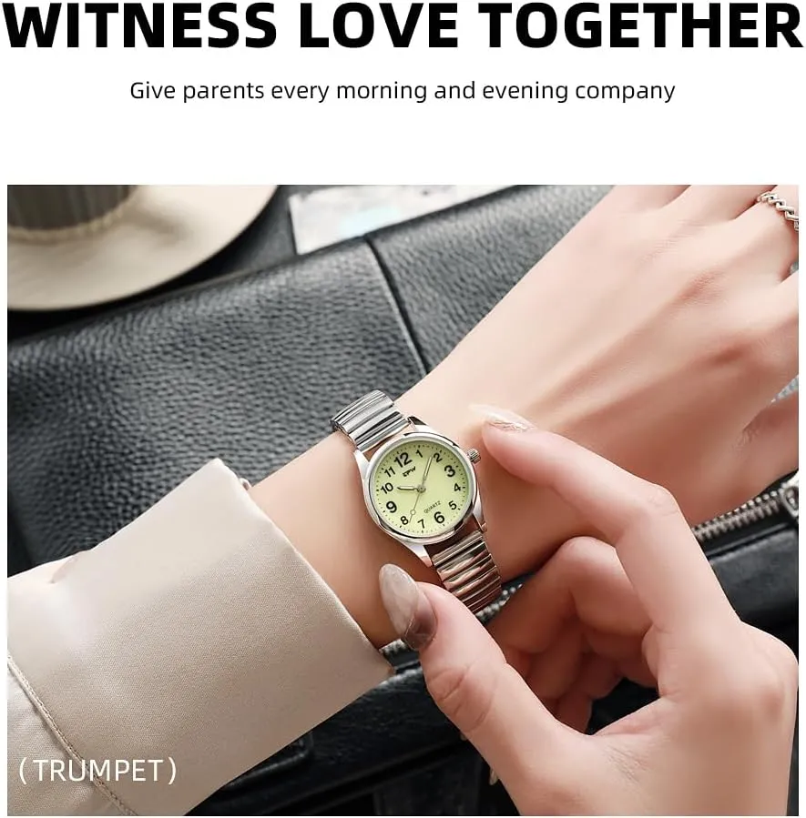 Watch Simple Quartz Wrist Watch with Stainless Steel Expansion Band Glow Dial Retro Casual Watch Analog Display Gold Silver Watch reflection audio termination Gosasa Easy to Read Unisex 