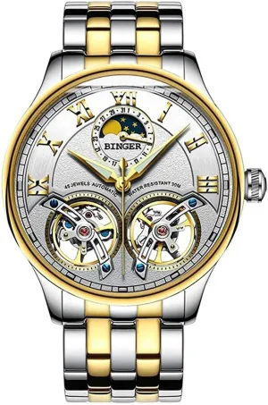 Watch Stainless Steel Band with Double Tourbillon MASTOP Luxury Mens Watches commentary Skeleton Automatic Mechanical Wrist 