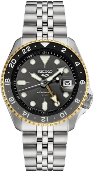 Watch, Stainless Steel, Charcoal Dial, GMT Hand - Water-Resistant 100M SEIKO SSK021 Automatic Watch for Men - acquiesce 5 Sports Collection - Men's Sport 