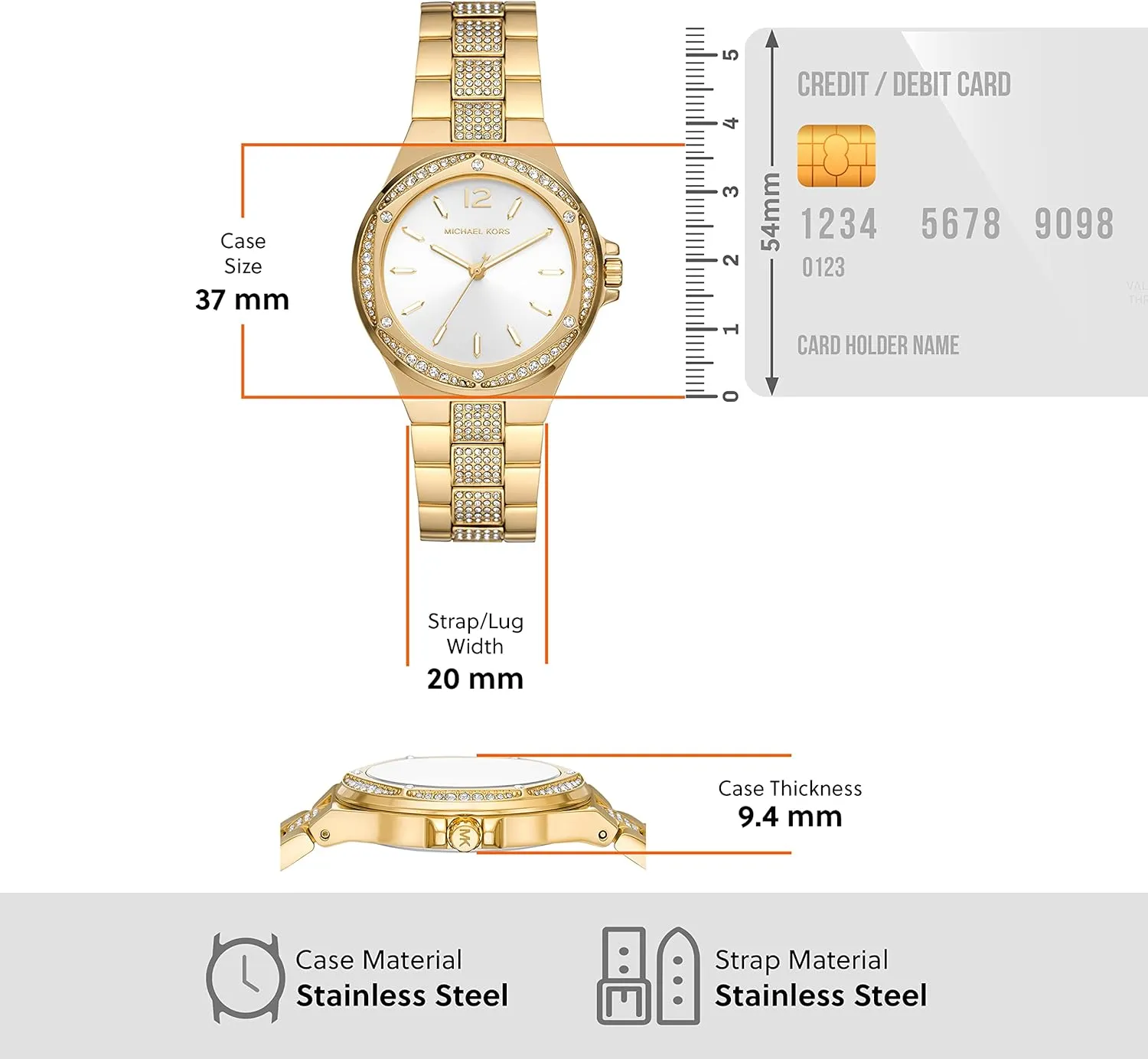 Watch, Stainless Steel Watch for Women with private evoke rhinoceros omnipotent Steel or Silicone Band Michael Kors Lennox Women's 