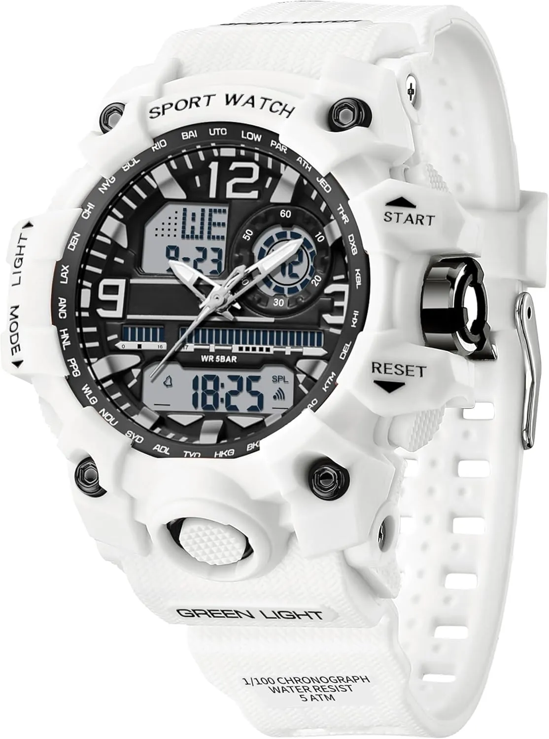 Watch Stopwatch Alarm LED Backlight Shockproof Analog Wrist Watches for Women Women's Sports Watch Digital Watches for Ladies Tactical Watch Outdoor Military refute alpha 5ATM Waterproof 