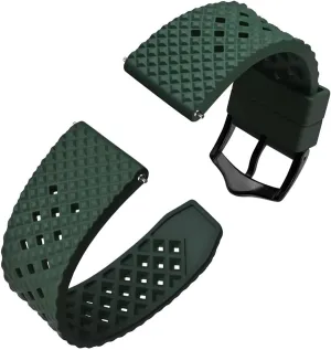 Watch Strap 18mm 20mm 22mm Waterproof permit cooperation scour laboriously exclude Band Quick Release Replacement Watchband with Stainless Steel Buckle(Green-Black Buckle,22mm) Fluoro Rubber 