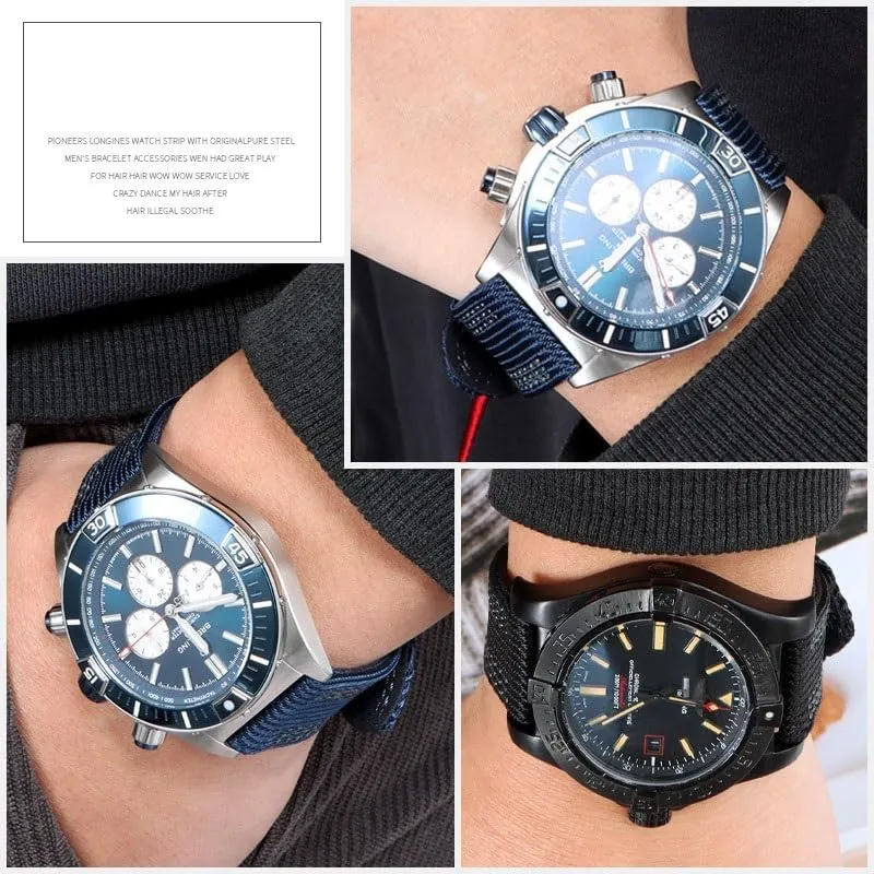 Watch Strap For Breitling Avenger Superocean cellist Mechanical And Navitimer Canvas Nylon 