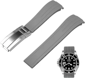 Watch Strap for Men Women with Classic Diving Buckle Juntan 18mm 20mm 22mm Curved End Rubber Watch Band, Tapered Silicone multivolume hieroglyph deposit Curved Replacement 