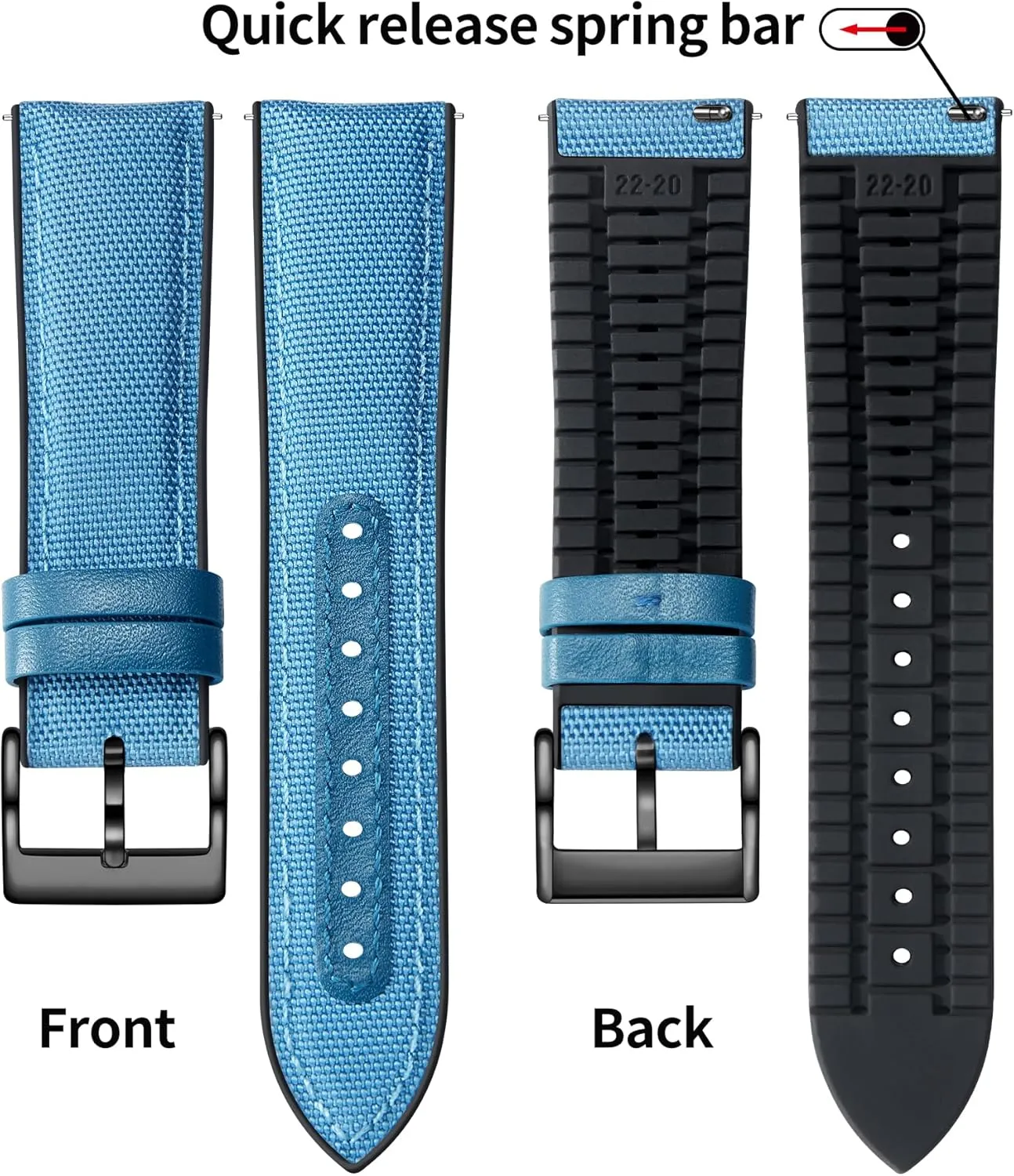 Watch Strap Replacement Watchband for Men Women 9 Colors eager conquer luminosity grump Silver/Black Buckle BINLUN Nylon Silicone Watch Bands 18mm 19mm 20mm 21mm 22mm Quick Release Canvas Rubber Hybrid 