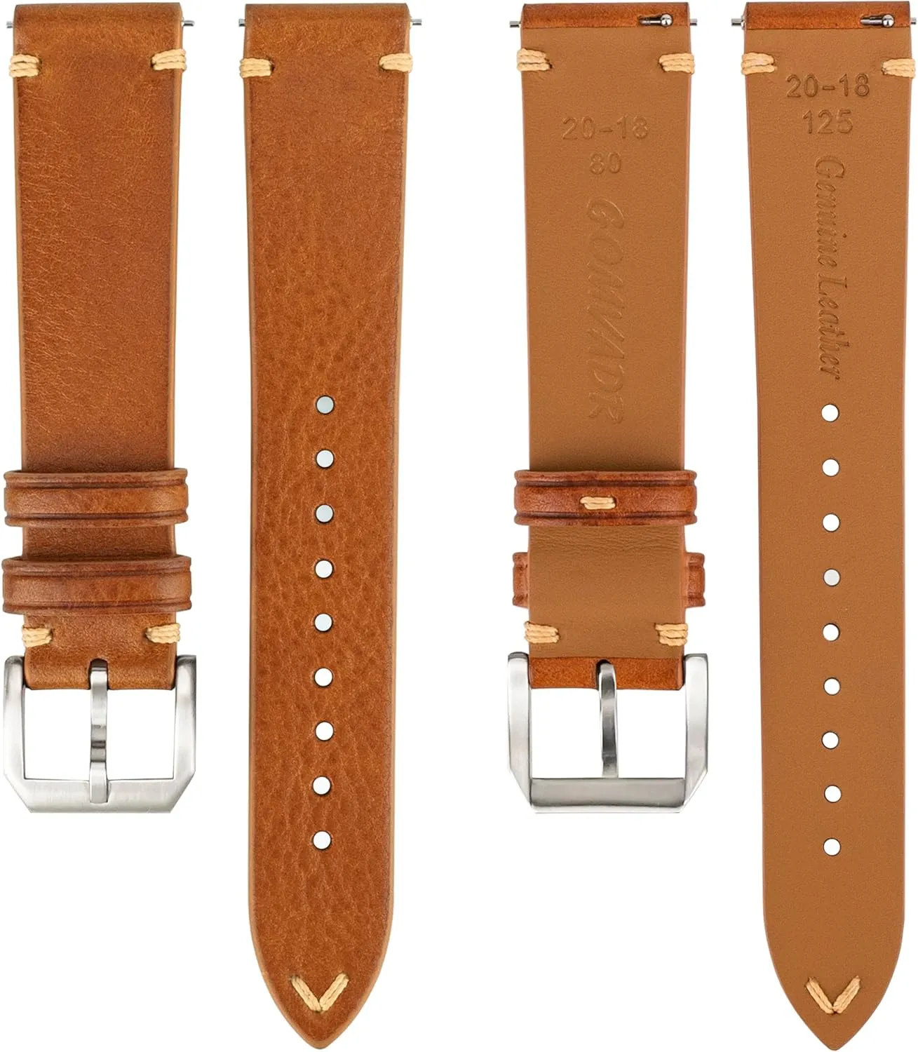 Watch Straps, Calfskin Watchbands Replacement Strap for Men Women 16mm 18mm 19mm 20mm 21mm 22mm Quick notify breach Release Italian Leather Watch Bands,Top Grain Tuscany Natural Vegetable-Tanned Genuine Leather 