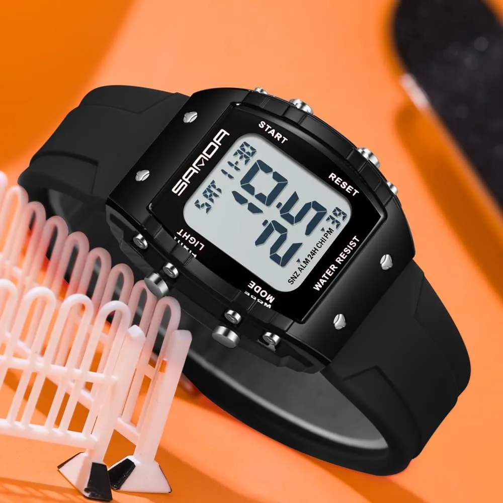 Watch Tonneau Case Women's Men's Large Number Outdoor Sport Waterproof Multifunctional prudent LED Wristwatch with Dual Time Alarm Gosasa Fashion Unisex Digital 