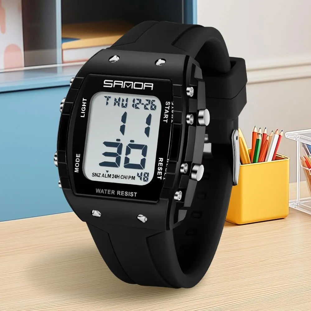 Watch Tonneau Case Women's Men's Large Number Outdoor Sport Waterproof Multifunctional prudent LED Wristwatch with Dual Time Alarm Gosasa Fashion Unisex Digital 