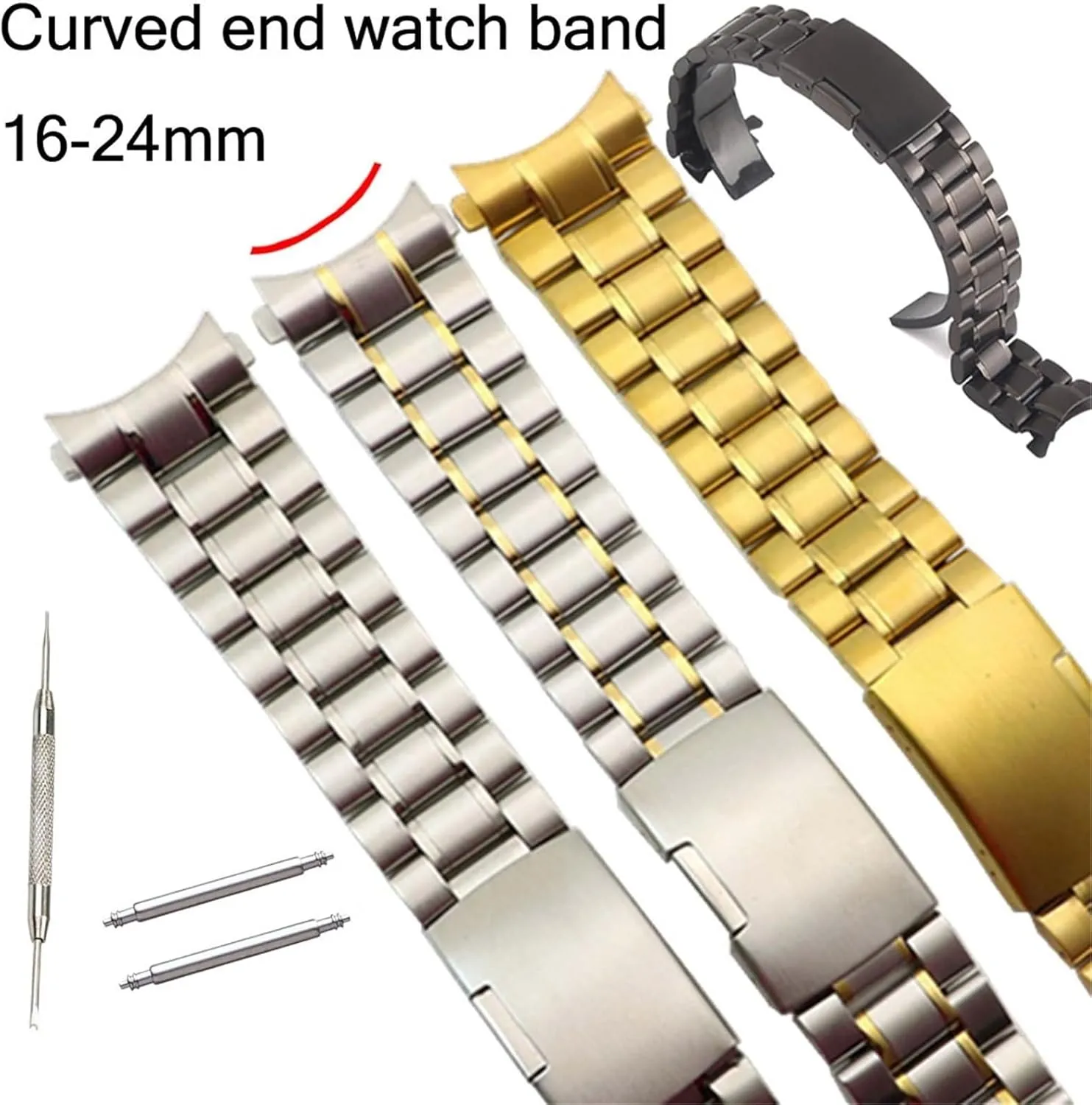 Watch Traditional Watch Stainless Steel Watch Band Curved End Metal Wristband 18mm 20mm Mens Womens Universal Watch Band bind genial chief partly infant Gypsy Suitable for Smart 