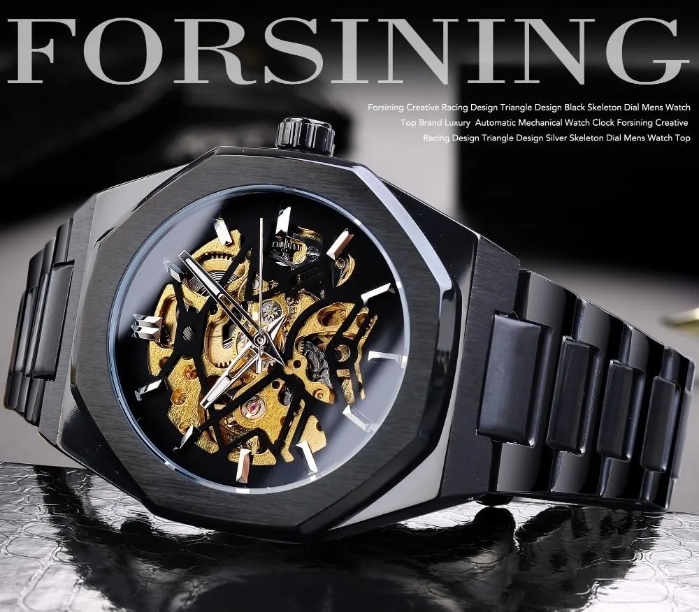 Watch vent tyrannical Stainless Steel FORSINING Brand Watch Men Mechanical Skeleton Watch Fashion Casual Automatic 