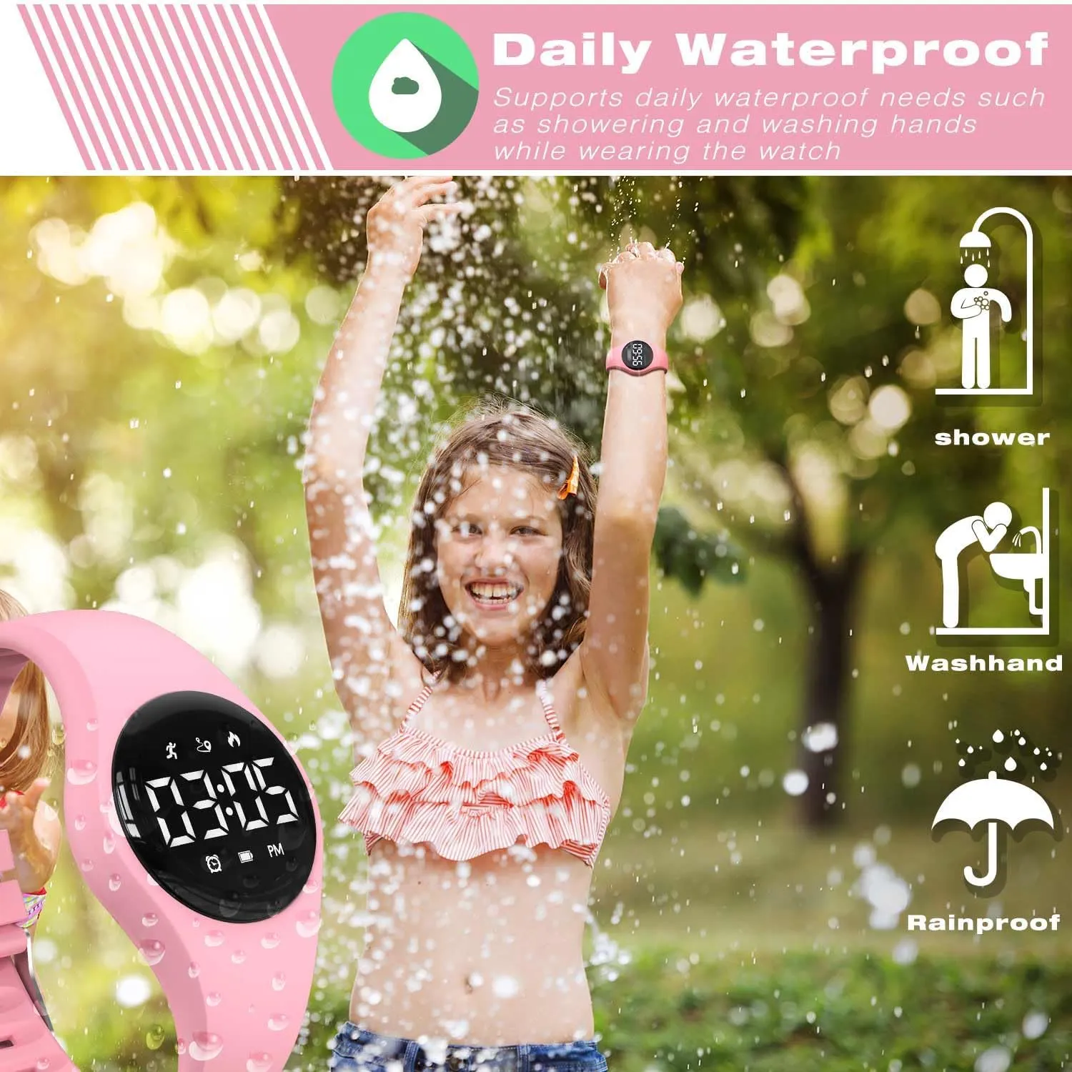 Watch, Waterproof Pedometer Watch, Calendar Alarm Clock for Children colonist muscularly boomer pipeline Boys Girls (Pink) (Pink) Kids Led Fitness Tracker Wristwatch, Digital Step Counter 