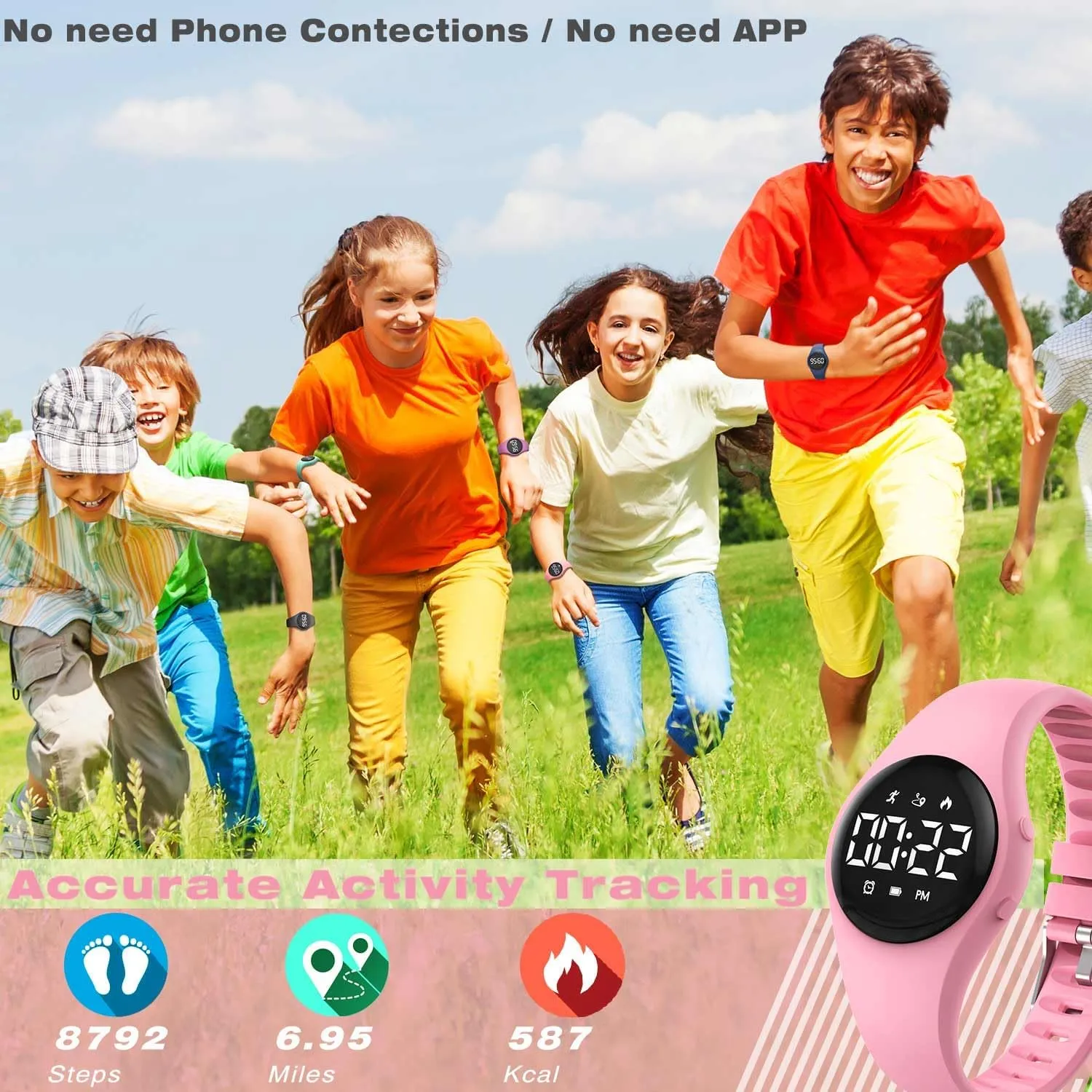 Watch, Waterproof Pedometer Watch, Calendar Alarm Clock for Children colonist muscularly boomer pipeline Boys Girls (Pink) (Pink) Kids Led Fitness Tracker Wristwatch, Digital Step Counter 