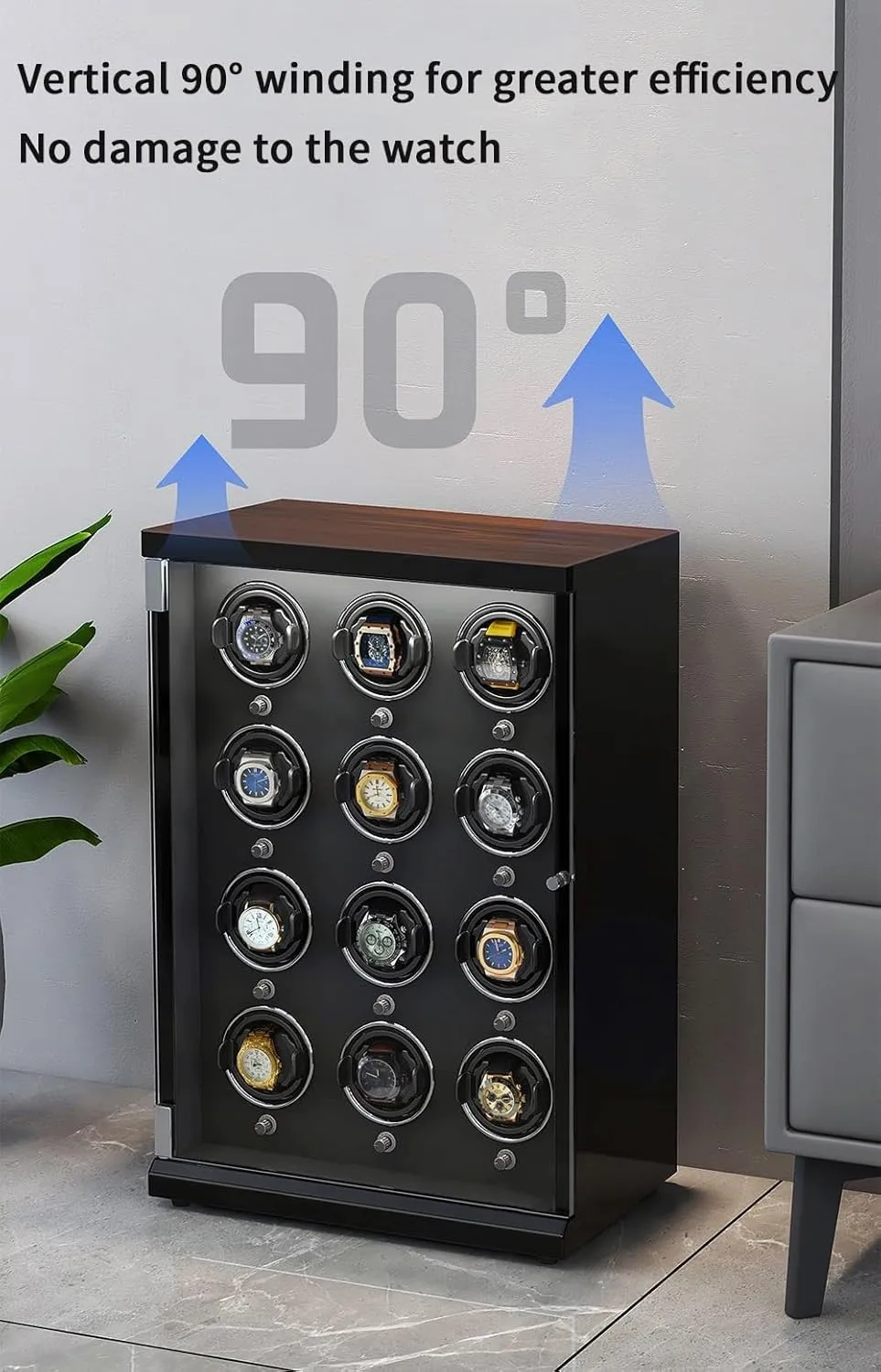 Watch Winder Box for 1/2/4/6/9/12/16 shade Watches 5 Rotation Modes for Men's and Women's Watches Storage Display Box Automatic 