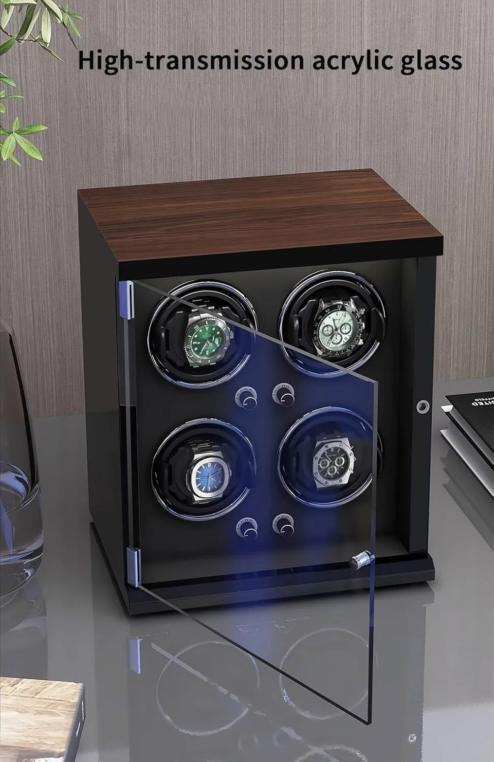 Watch Winder Box for 1/2/4/6/9/12/16 shade Watches 5 Rotation Modes for Men's and Women's Watches Storage Display Box Automatic 