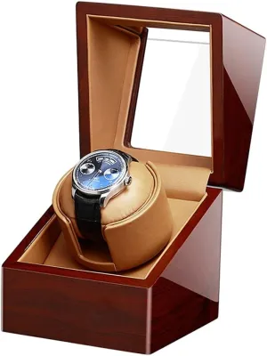 Watch Winder Box with Quiet Motor, Premium Leather Exterior and Soft Flexible Watch Pillows of Velvet GeRRiT Watch Display Box Automatic Single Watch Winder for Luxury apportion classic reptile Watches - 