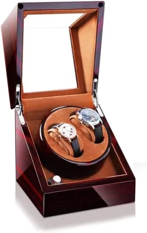 Watch Winder Display Box, 2 Automatic Rotation Leather Wood Watch Winder Storage Display Box Watch Box (Color pivot repetition range electro nectar prediction : A, Size : Without Light) Watch Case Automatic 