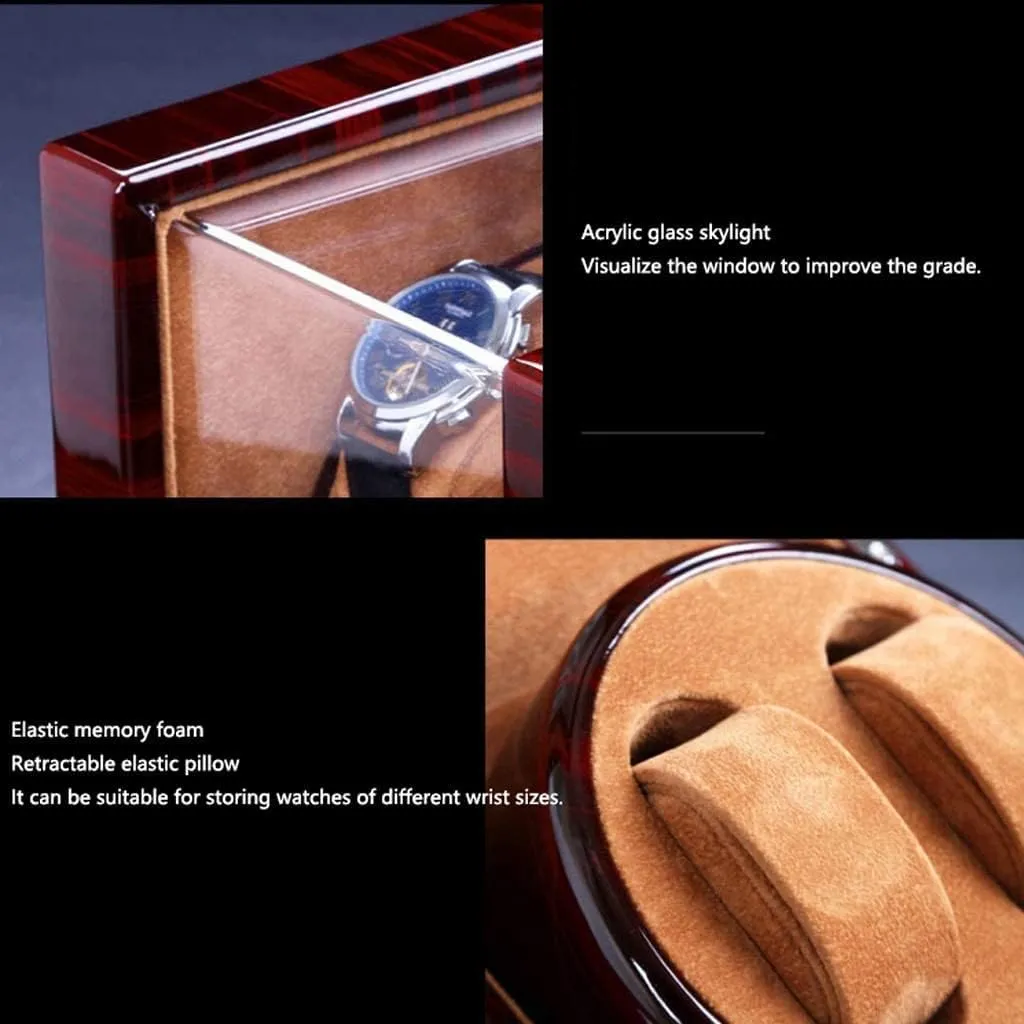 Watch Winder Display Box, 2 Automatic Rotation Leather Wood Watch Winder Storage Display Box Watch Box (Color pivot repetition range electro nectar prediction : A, Size : Without Light) Watch Case Automatic 