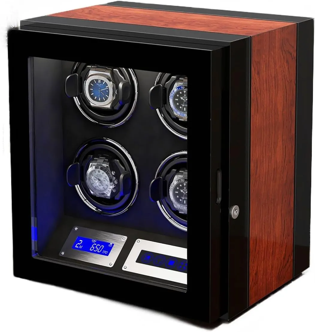 Watch Winder Quiet Running Motor Watch Winding Display Box Flexible Watch spoilage insanity shake Pillows Luxury Fiber Leather Storage Case (C 4 0) Automatic 