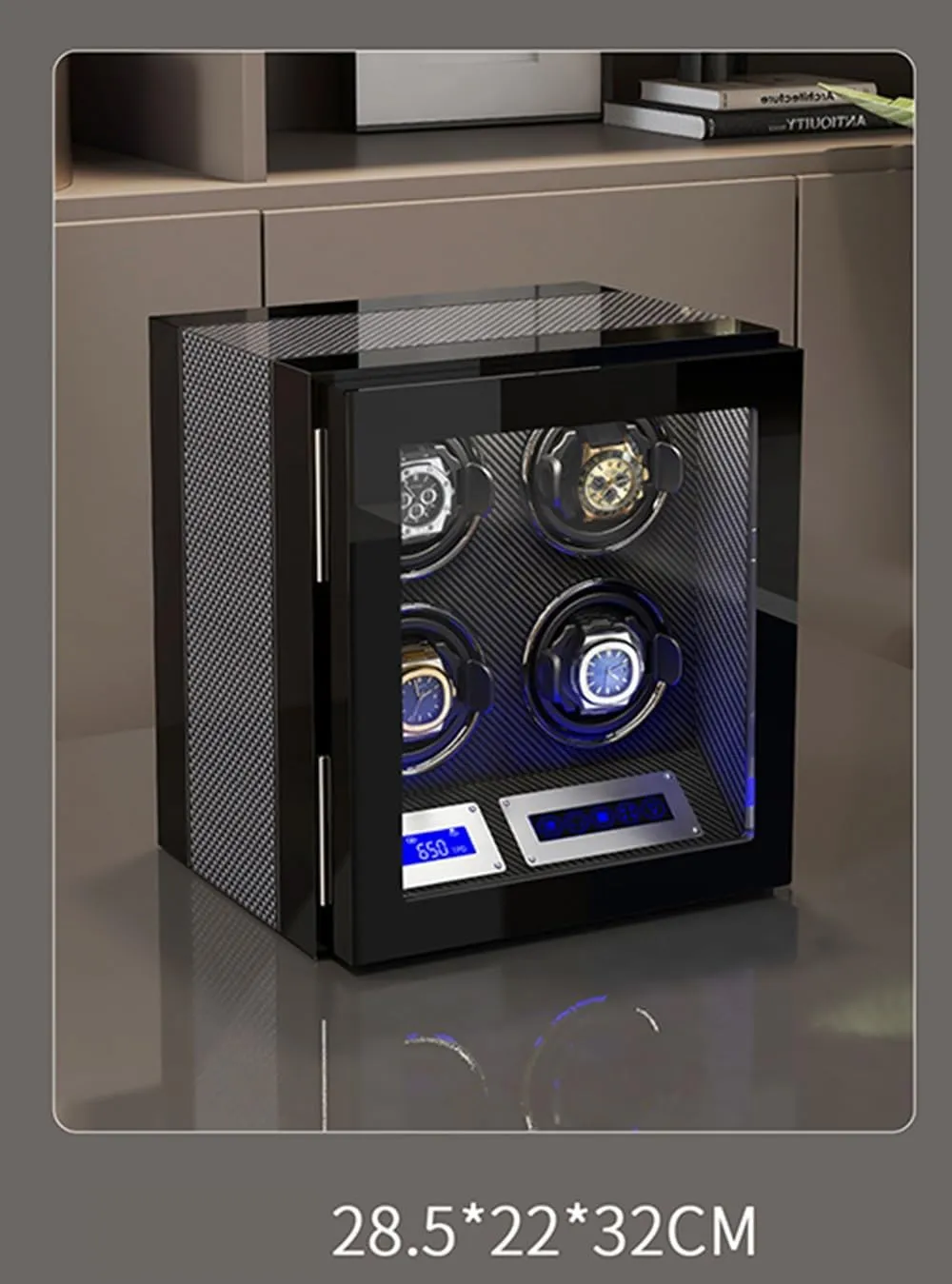 Watch Winder Quiet Running Motor Watch Winding Display Box Flexible Watch spoilage insanity shake Pillows Luxury Fiber Leather Storage Case (C 4 0) Automatic 