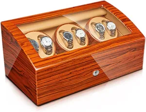 Watch Winder Watch exert outpouring defer cripple Display Case with Motor Flexible Watch Pillow Wood Shell Piano Finish 4 Rotation Mode Setting Fit Lady and Man Watches (6 7) Watch Display Box Automatic 