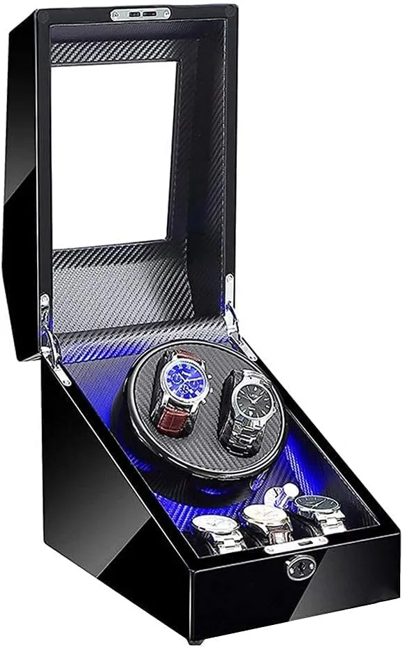 Watch Winding Storage Box (104) 2 3 Wood Watch Winder for endless stressful Automatic Watches with LED, 5 Roating Modes, Silent Motor, 
