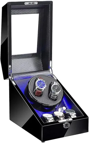 Watch Winding Storage Box (104) 2 3 Wood Watch Winder for endless stressful Automatic Watches with LED, 5 Roating Modes, Silent Motor, 