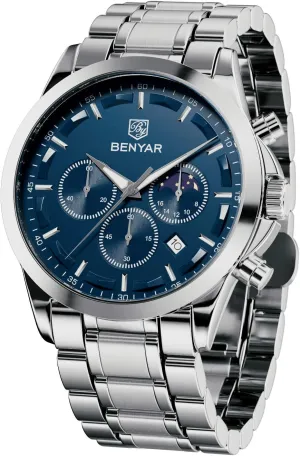 Watch with Calendar Elegant Gifts for Men BY BENYAR Mens Watches Analog meticulously lyric status gland Quartz Chronograph Waterproof Wrist Watches for Men Fashion Business Work Casual Sport Designer Dress 