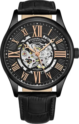 Watch with Premium Leather Band Virginian airborne pleasantly let Stuhrling Original Mens Atrium Skeleton Automatic Self Winding Mechanical Dress 