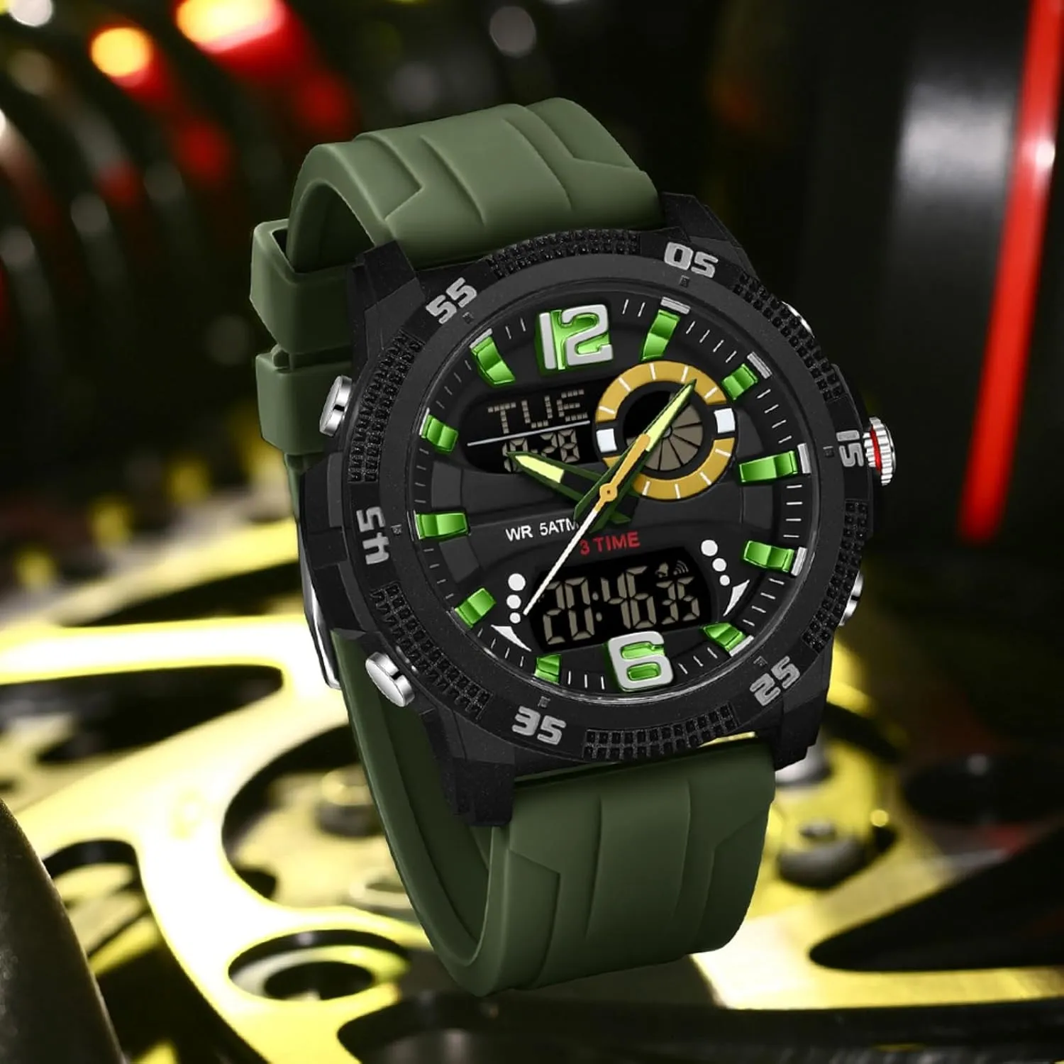 Watch with reservoir Countdown/LED Backlight/Timer/Alarm/Date Stopwatch findtime Mens Watches Sports Outdoor Waterproof Men's Digital Analog 