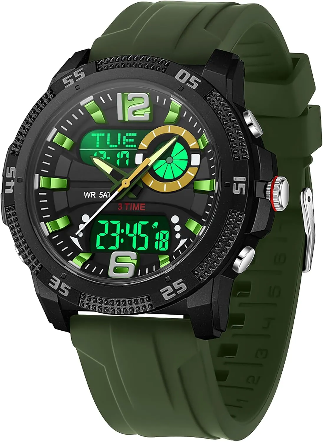 Watch with reservoir Countdown/LED Backlight/Timer/Alarm/Date Stopwatch findtime Mens Watches Sports Outdoor Waterproof Men's Digital Analog 