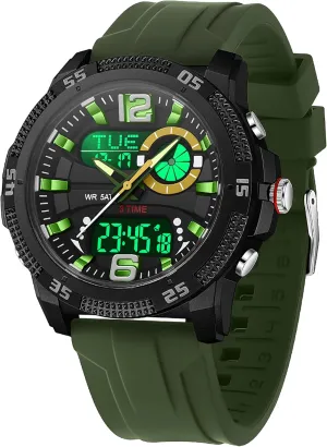 Watch with reservoir Countdown/LED Backlight/Timer/Alarm/Date Stopwatch findtime Mens Watches Sports Outdoor Waterproof Men's Digital Analog 