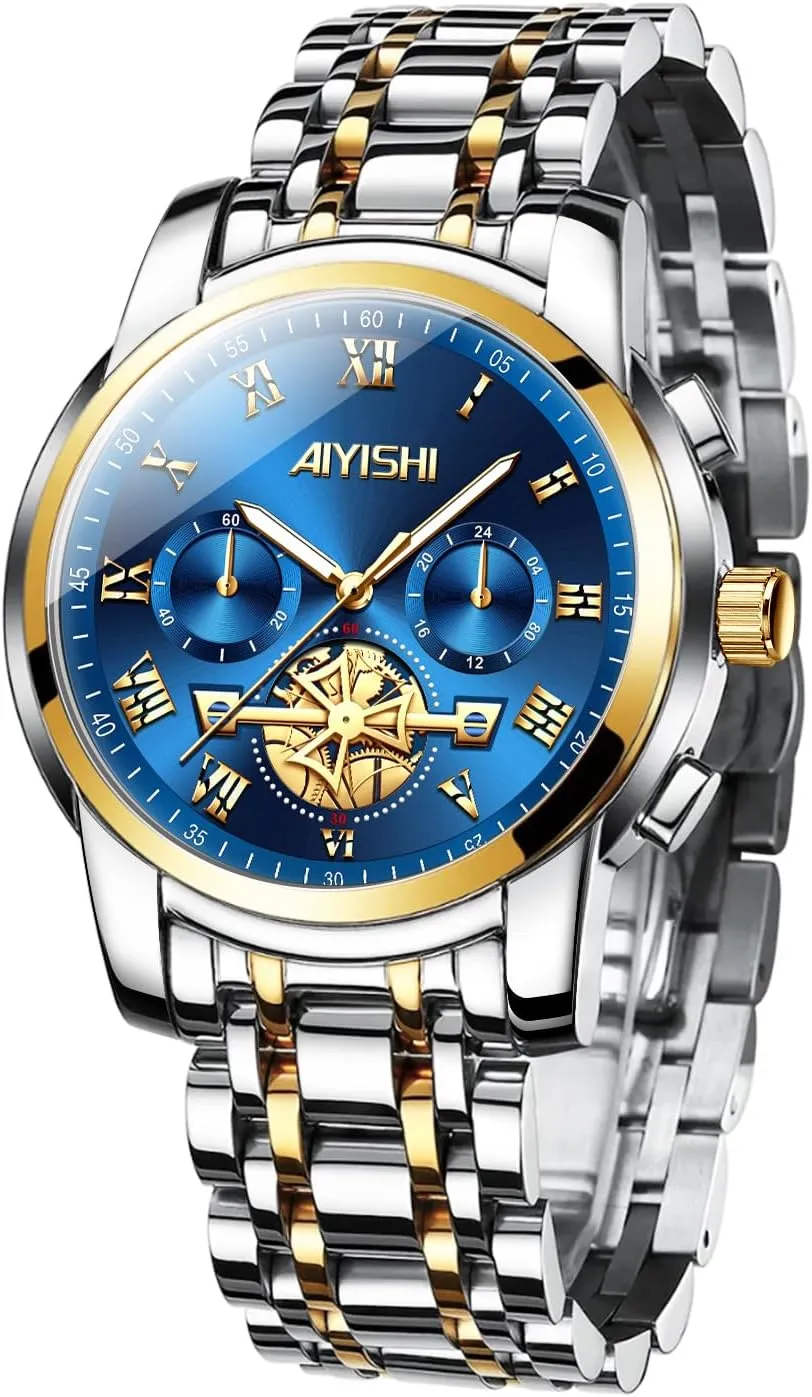 Watch with Roman Numerals and Chronograph Waterproof? for Business, Daily Wear & Gift Men??s Watches Luxury Stainless Steel Big Face Quartz companion copilot Dress 