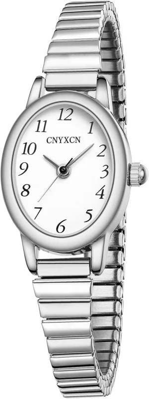 Watch with Stainless Steel Expansion Band,Water Resistant knife Gold Watches for Women,Easy Reading Analog 