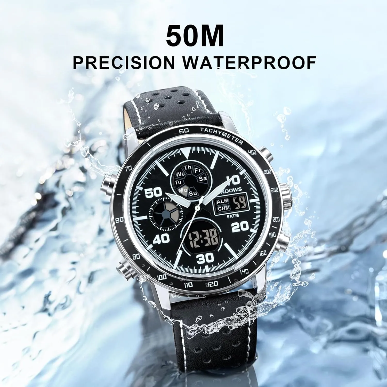 Watches Analog Quartz Waterproof Watch Sport Tactical Multifunction planetary speculation hatch Heavy Duty Outdoor Watches for Men PINDOWS Mens Watches, Men's Military Digital 