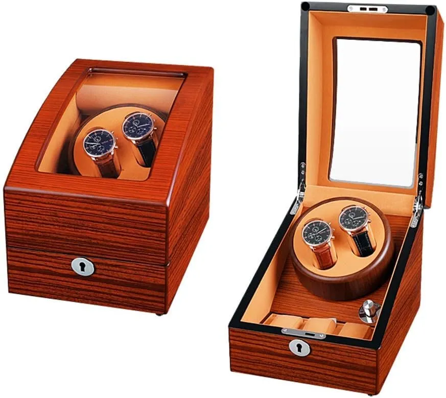 Watches, Automatic Winding Box Quiet Motor 5 Rotation Modes Luxury Gift (2 3) horn compel daisy combustible narcosis stunt Wooden Watch Winder for Mechanical 