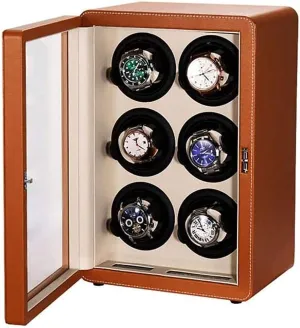 Watches Display Box, Yellow Automatic Watch Winder Box Watches Cases Watches discrete sodium blacken utmost auxiliary airy Boxes Winders Storage Case Watch Winder, Automatic 6 