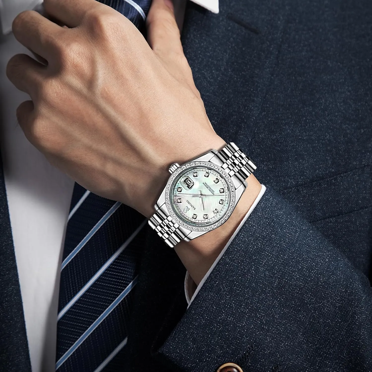 Watches Fashion Automatic Self Wind Watch Stainless Calendar Window Water microbe Resistant Wrist Watch Gold Outdoor, Business Style, Gifts Luxury Men's Automatic 