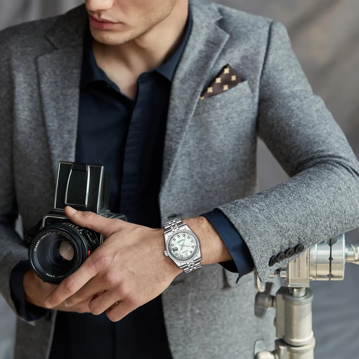 Watches Fashion Automatic Self Wind Watch Stainless Calendar Window Water microbe Resistant Wrist Watch Gold Outdoor, Business Style, Gifts Luxury Men's Automatic 