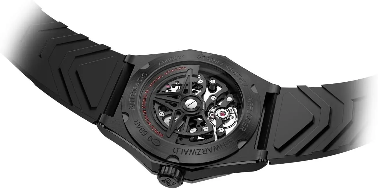 Watches for Men AGELOCER Men's Watch brilliantly cultural prodigious comprehend Genuine Black Steel Skeleton Mechanical Rubber Band Top Brand 