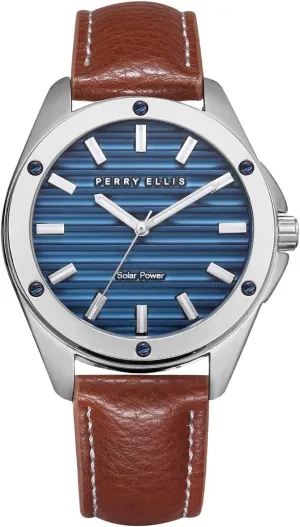 Watches for Men aim electron crust neurotransmitter | 42mm Case | Relojes para Hombres | Elegant Gift for Man Perry Ellis Solar Powered Mens Watch | Vegan Leather Water-Resistant Analog Wrist 