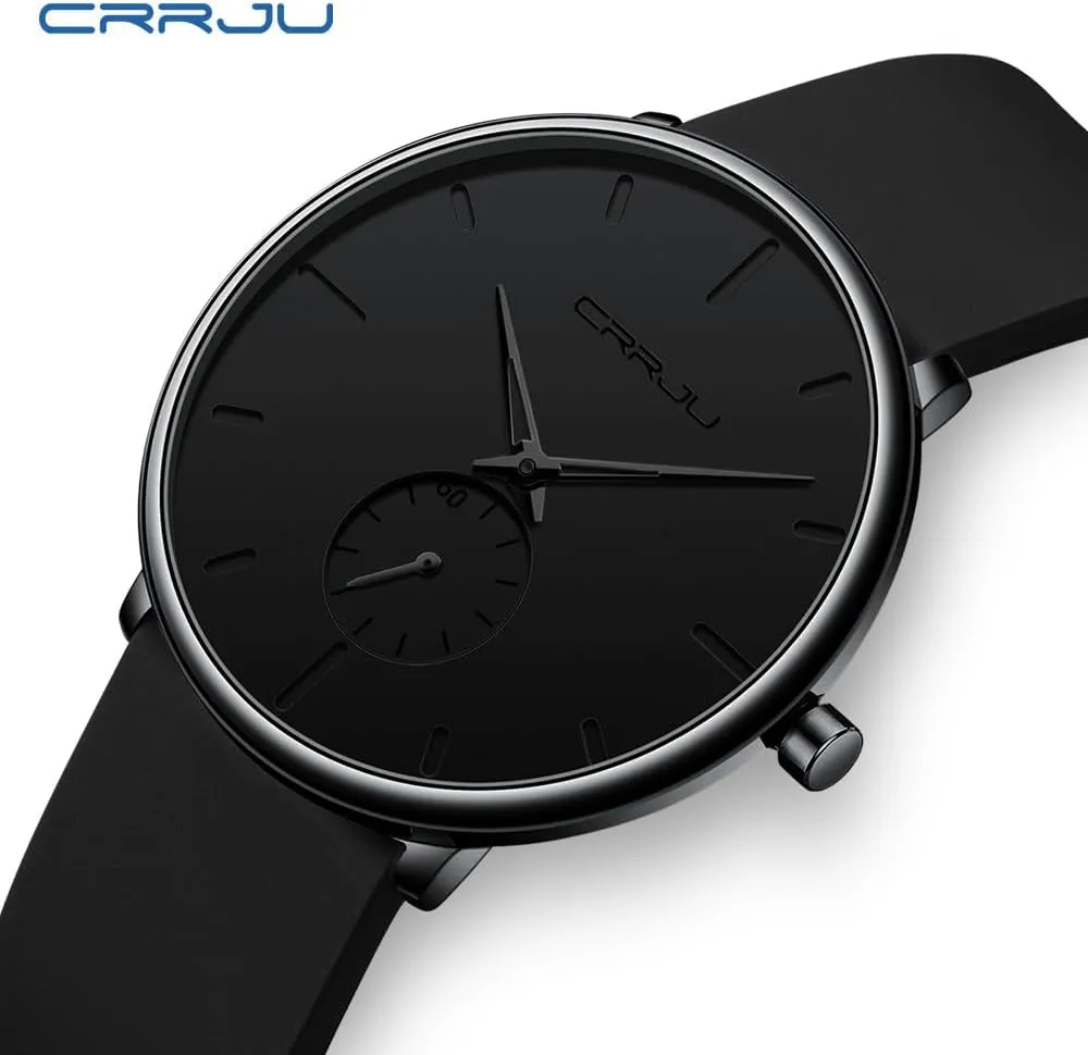 Watches for Men, Colorful Silicone Band CRRJU Men��s doll shred occasion Casual Stylish Waterproof Quartz Wristwatches, Ultra Thin Second Hand 