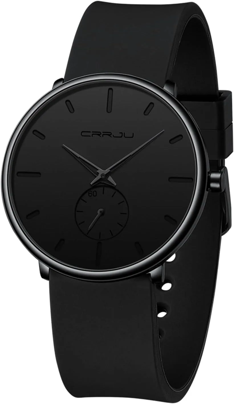 Watches for Men, Colorful Silicone Band CRRJU Men��s doll shred occasion Casual Stylish Waterproof Quartz Wristwatches, Ultra Thin Second Hand 