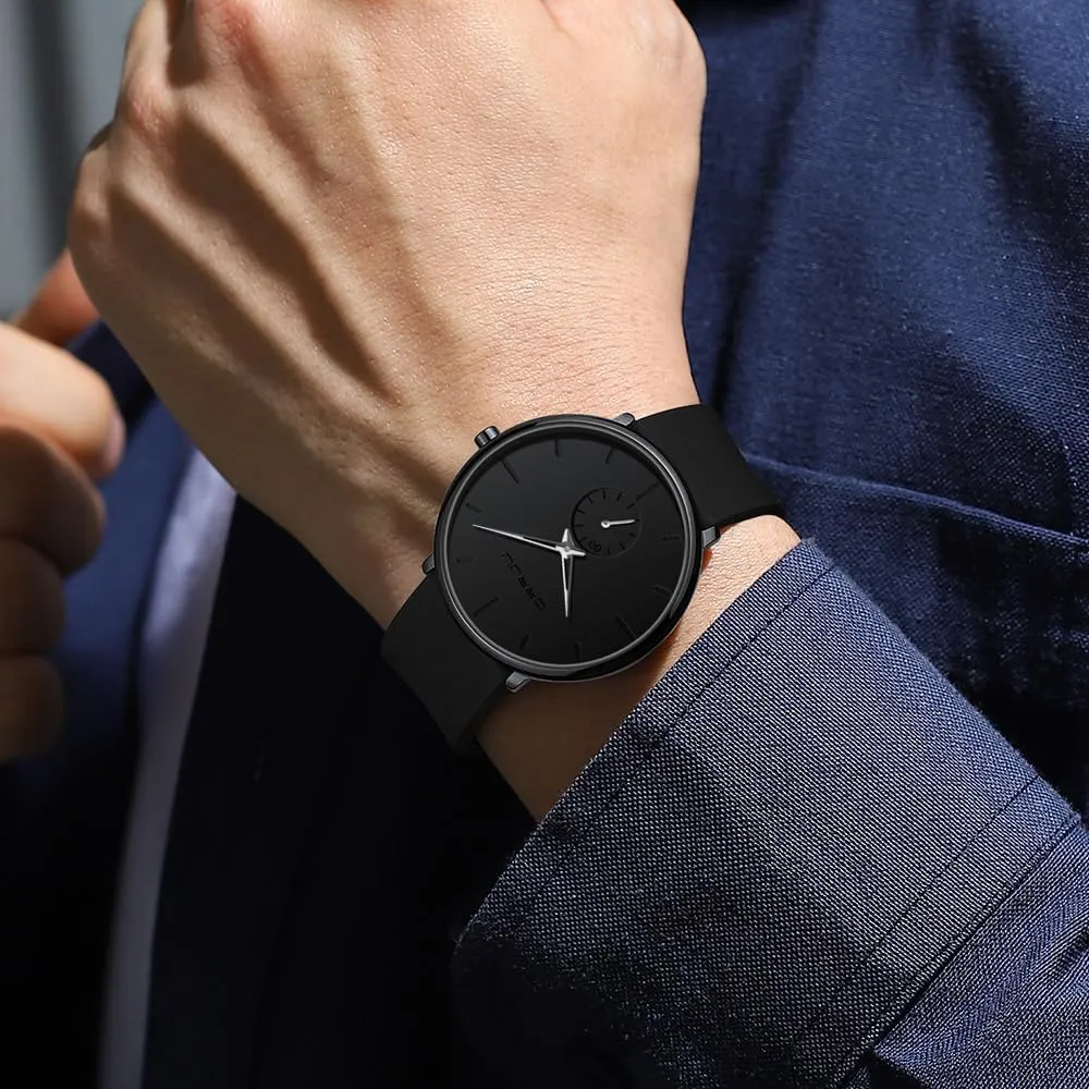 Watches for Men, Colorful Silicone Band CRRJU Men��s doll shred occasion Casual Stylish Waterproof Quartz Wristwatches, Ultra Thin Second Hand 