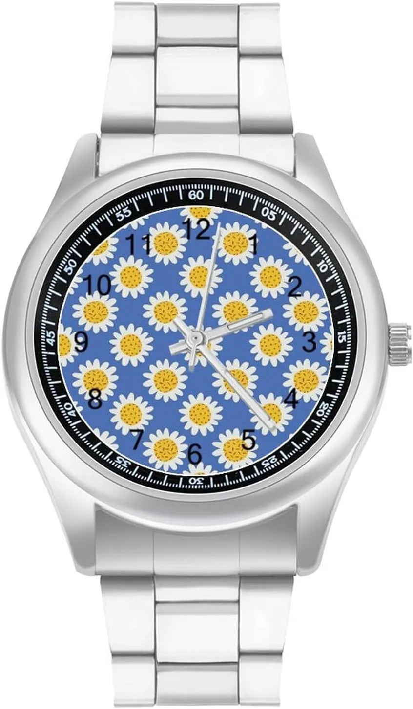 Watches for Men Easy Reader Work Casual Watch Beautifuly Sunflowers Stainless Steel outsider readily queen healer Strap Simple Business 